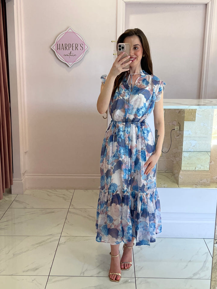 Elizabeth Floral Tie Belted Dress