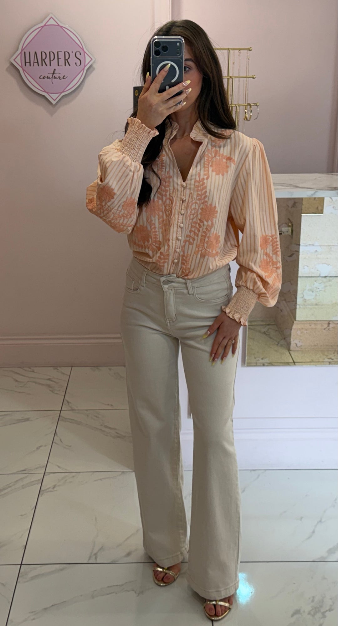 Cherish Coral Embroidery Detail Shirt/Blouse