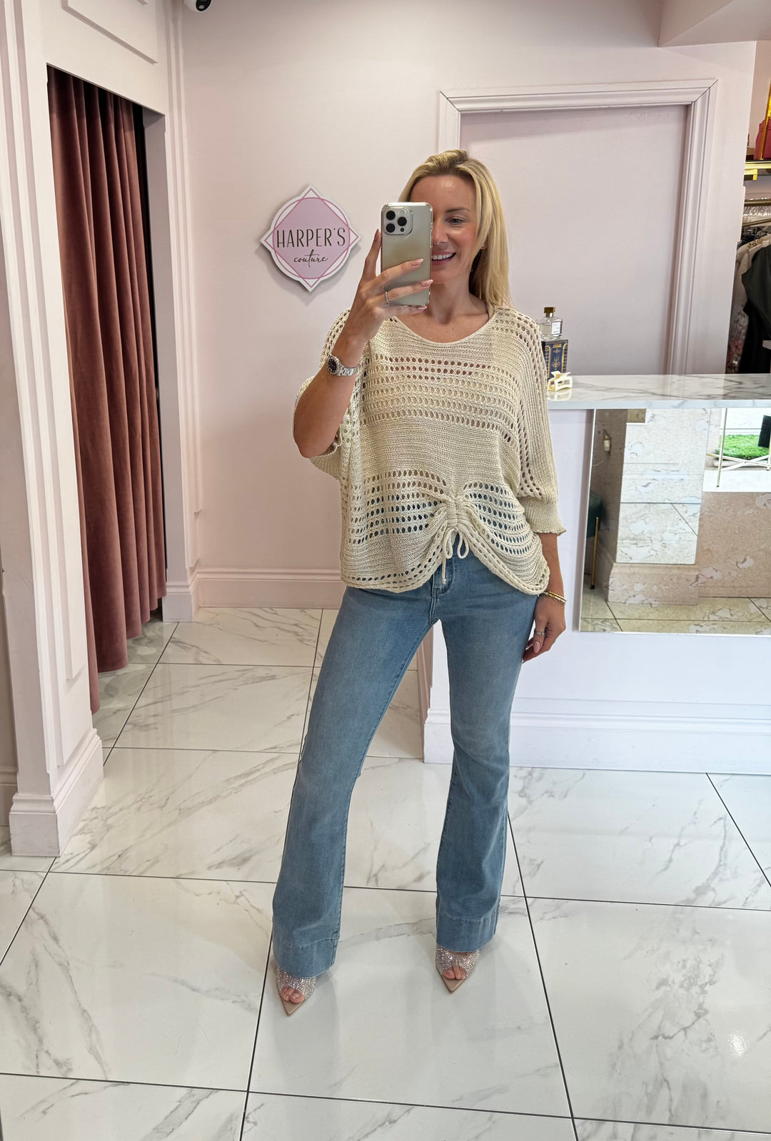 Dionne Crochet Detail Tie Top