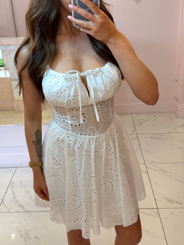 Drew White Broderie Anglais Dress