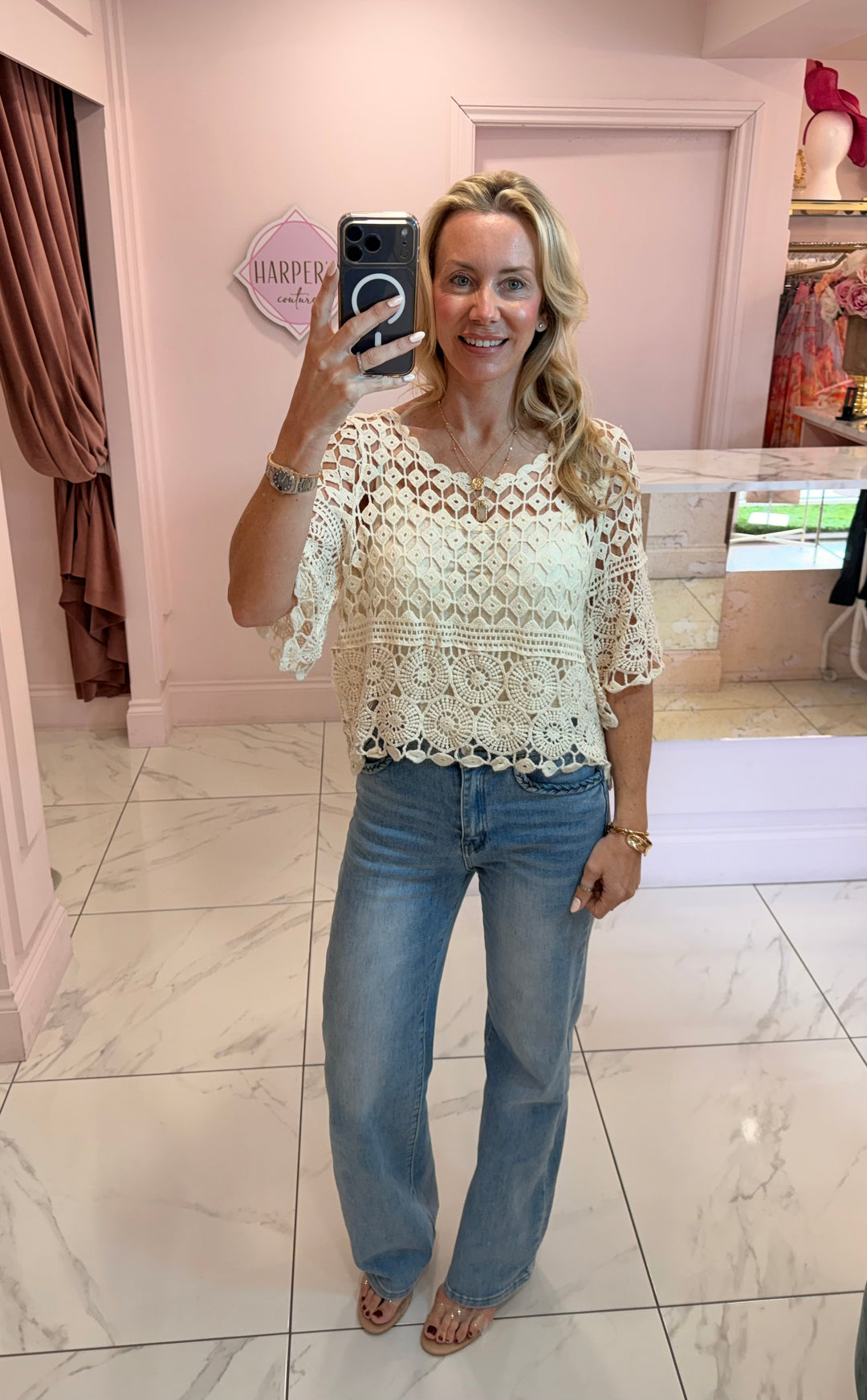 Nancy Cream Crochet Top