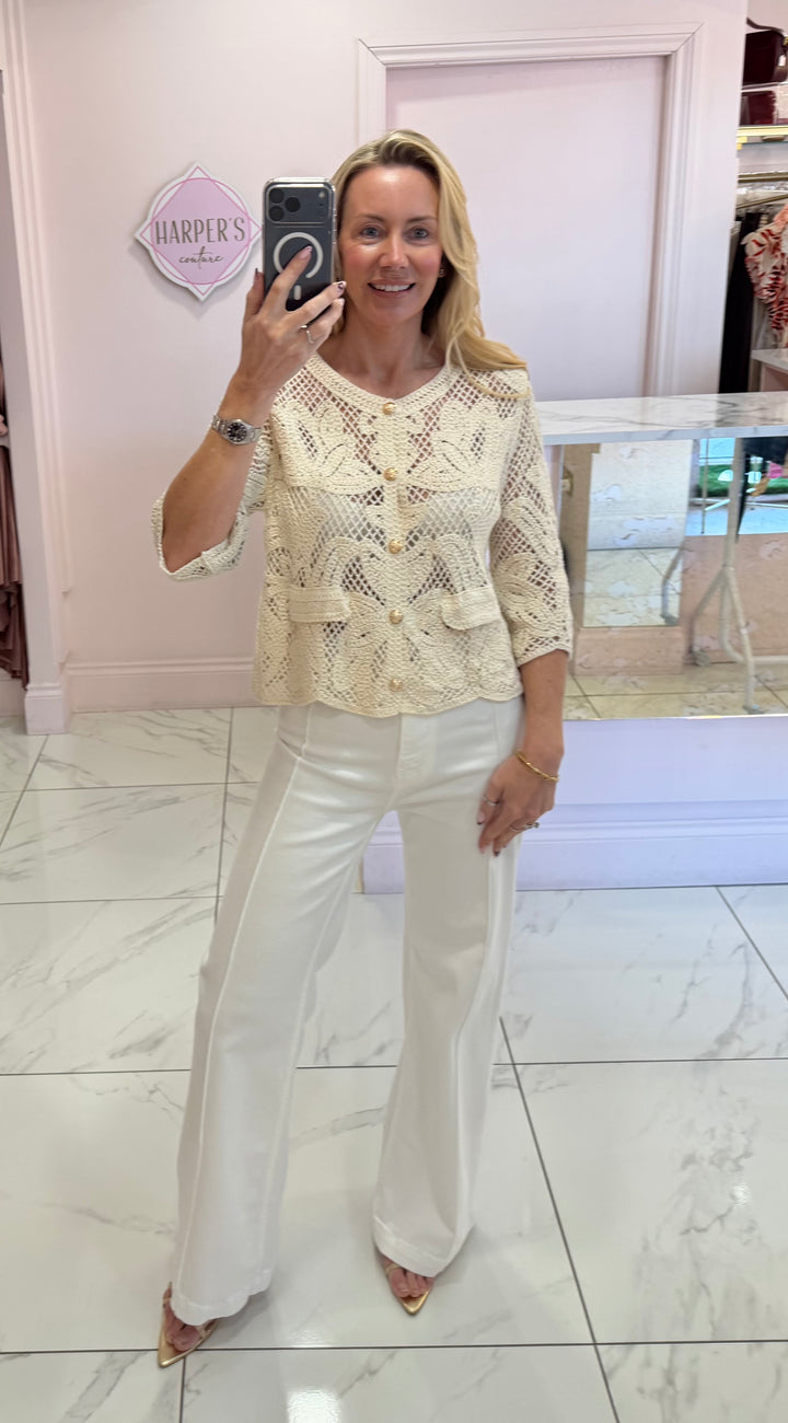 Chloe Crochet Detail Top/Cardigan