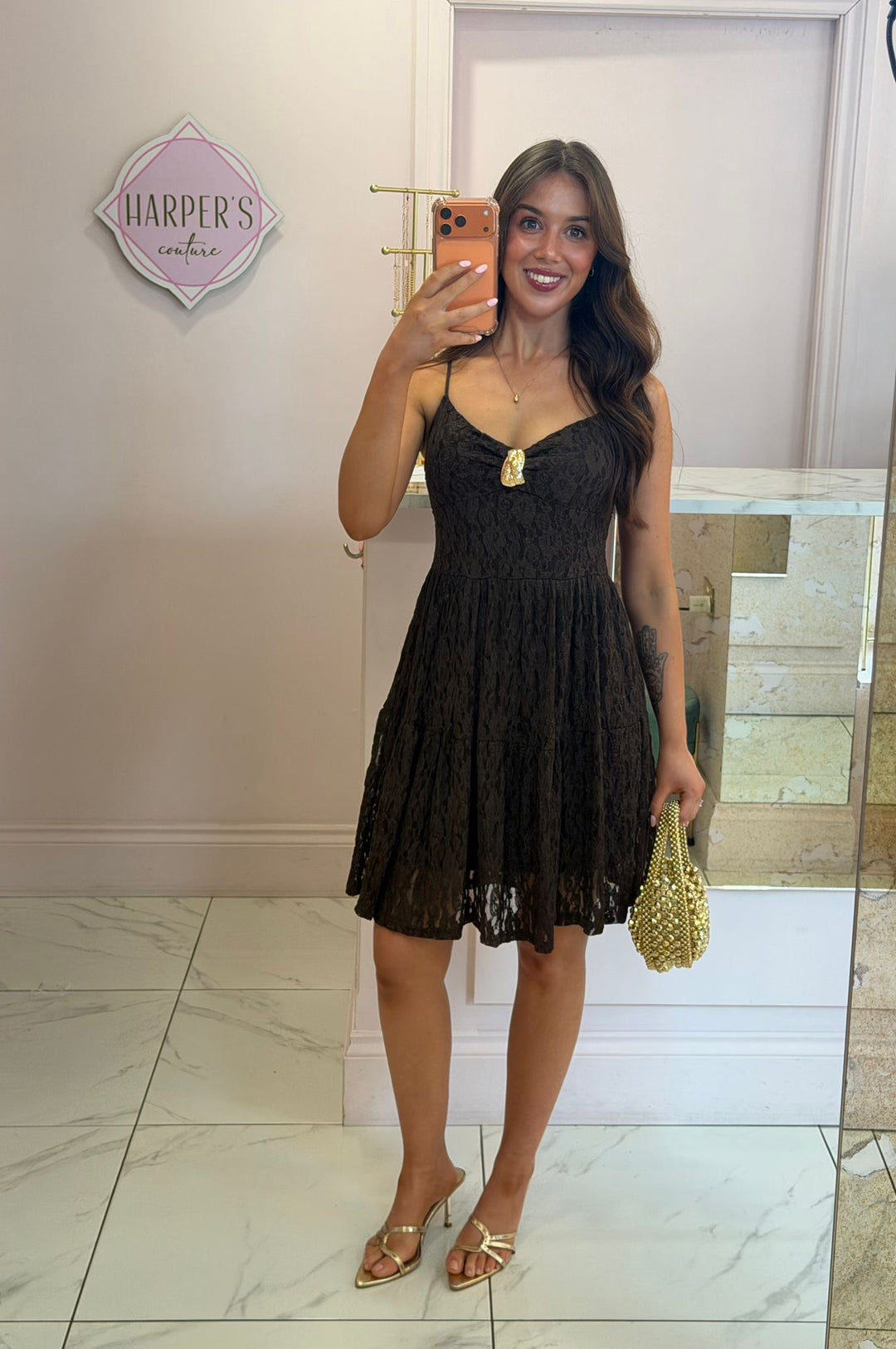 Mollie Chocolate Brown Lace Dress