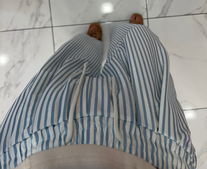Lightweight stripe Textured Trousers