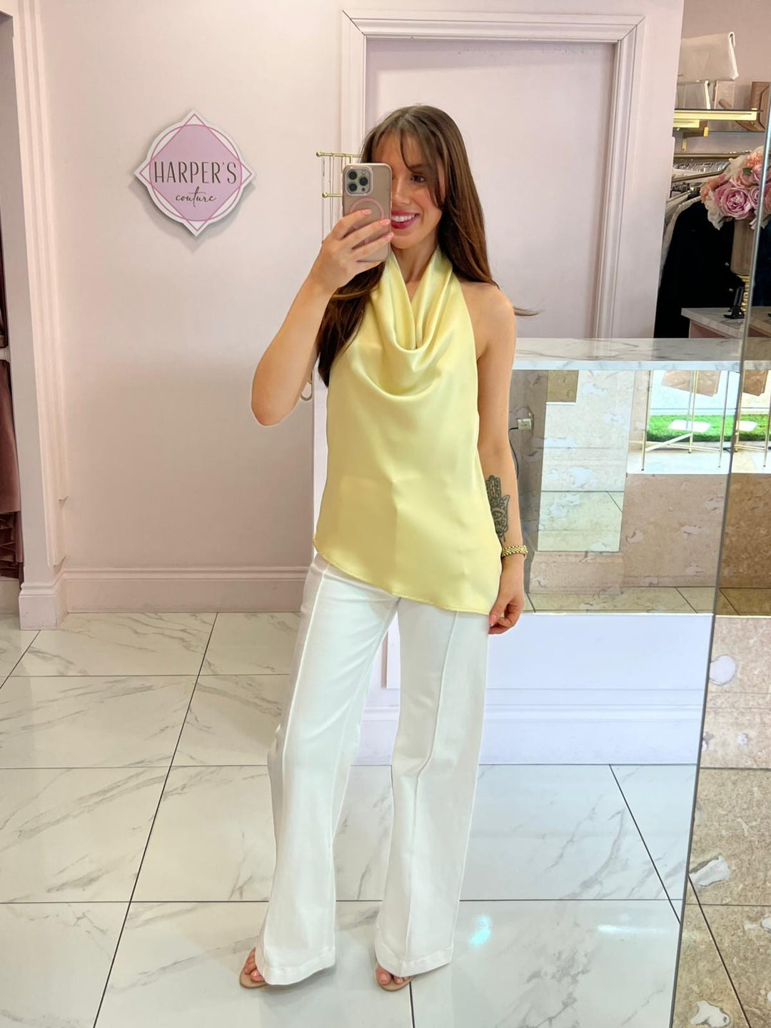 Sienna Satin Asymmetric Halter Neck Top