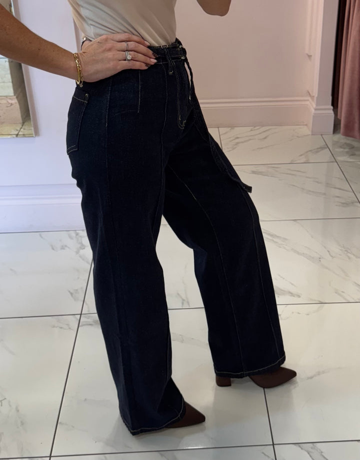 Charlie Indigo Seam Front Jeans with detachable belt