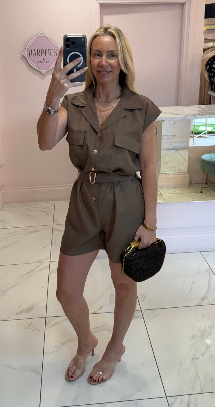 Codie Military Style Belted Playsuit