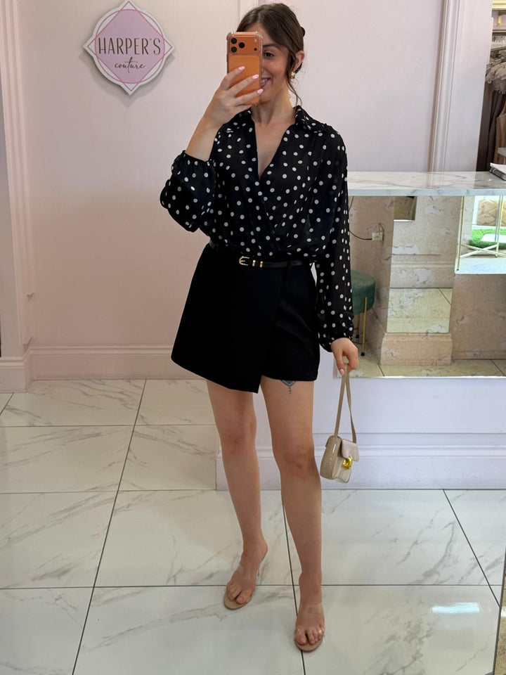 Selena Black Spotty Bodysuit