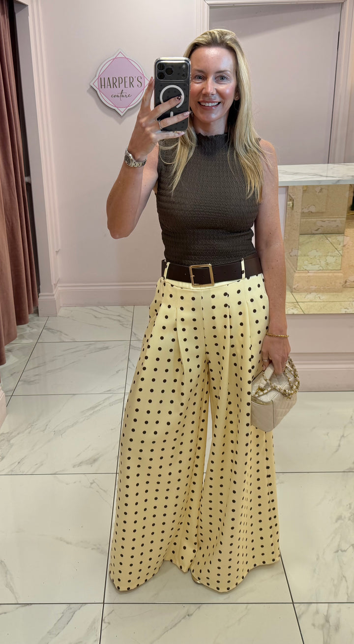 Petra Polka Dot Wide leg Belted Trouser