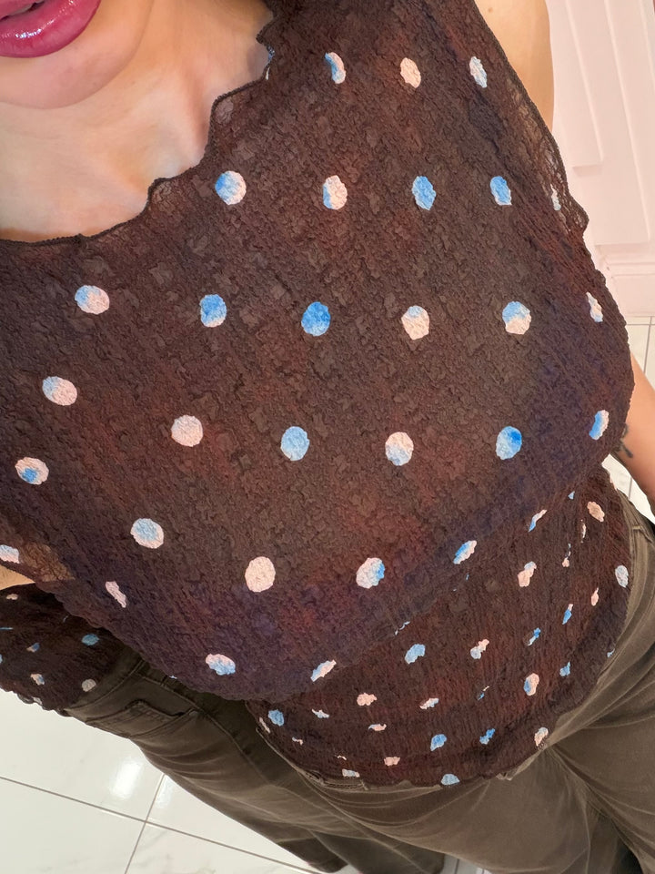 Suzie Chocolate Spot Mesh Top