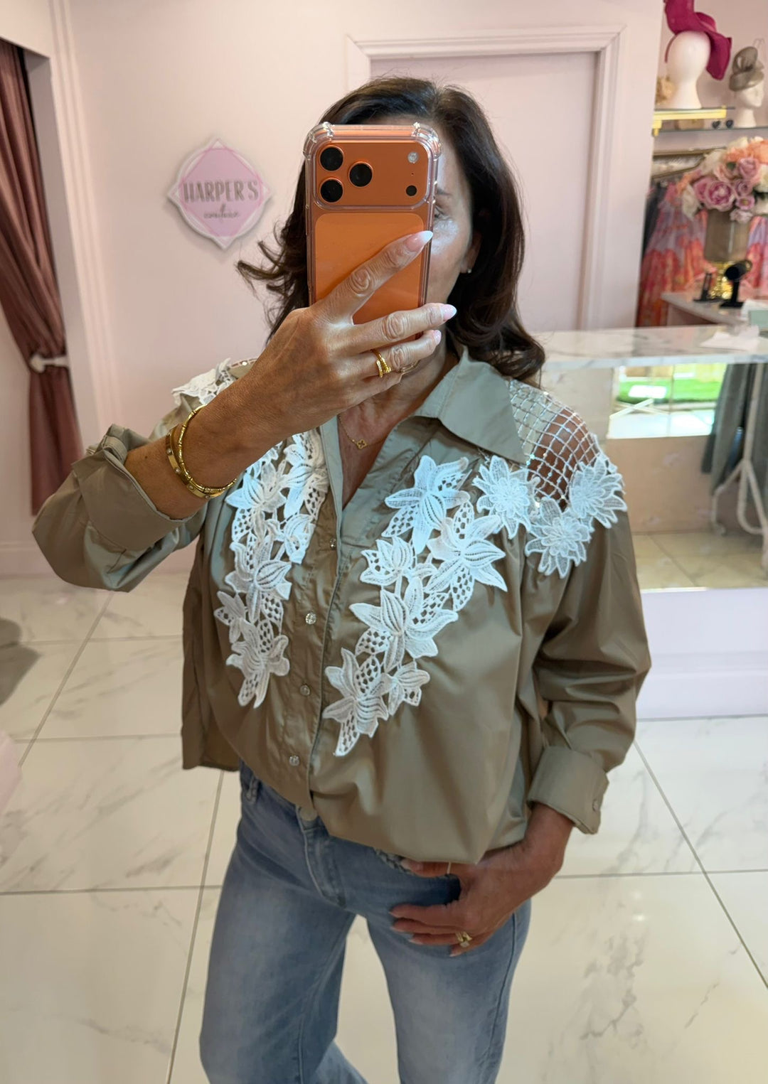 Suzy Floral Detail Shirt/Blouse