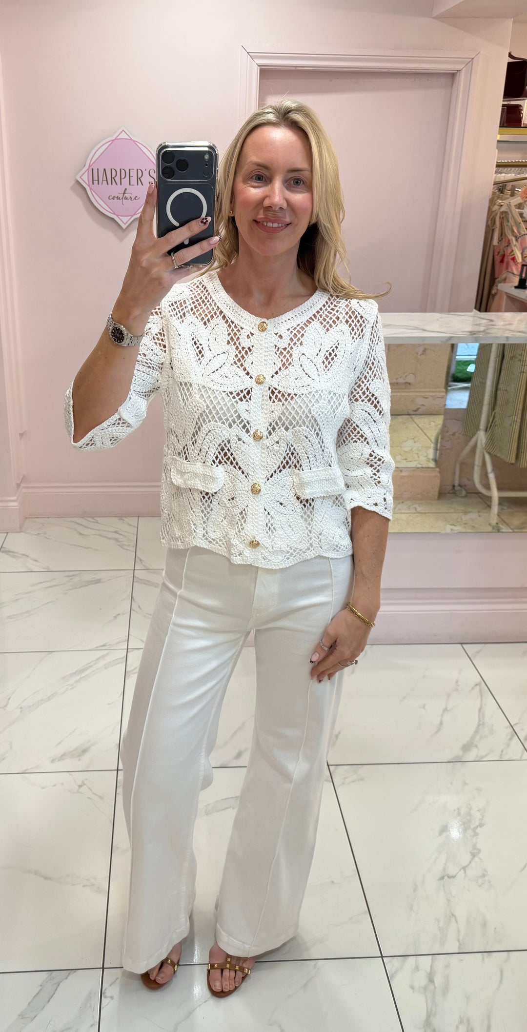 Chloe Crochet Detail Top/Cardigan