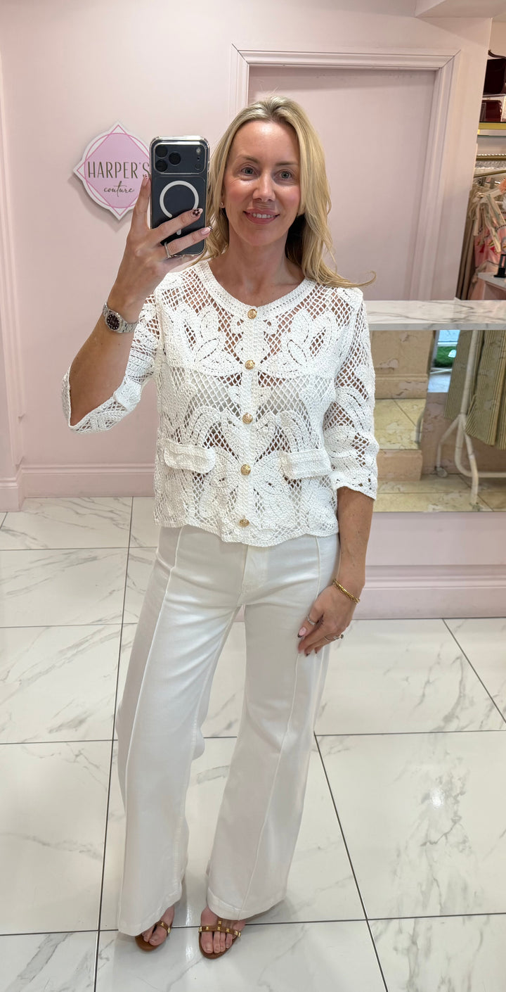 Chloe Crochet Detail Top/Cardigan