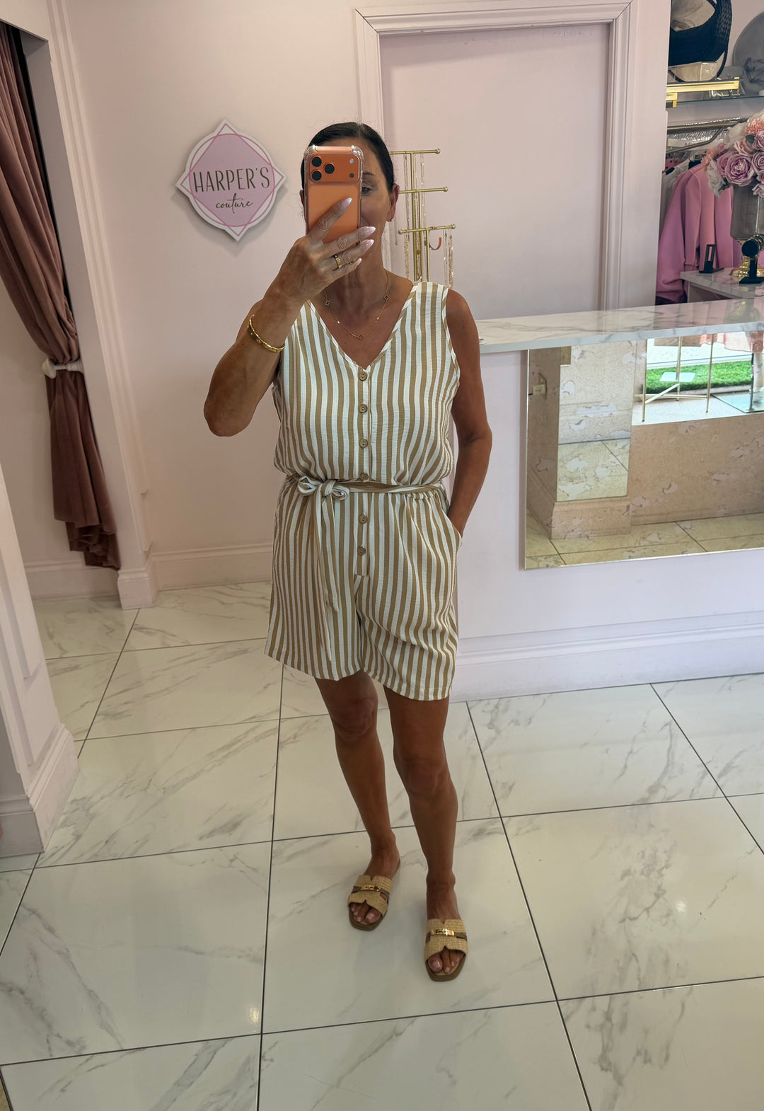 Serena Stripe Tie Belted Playsuit