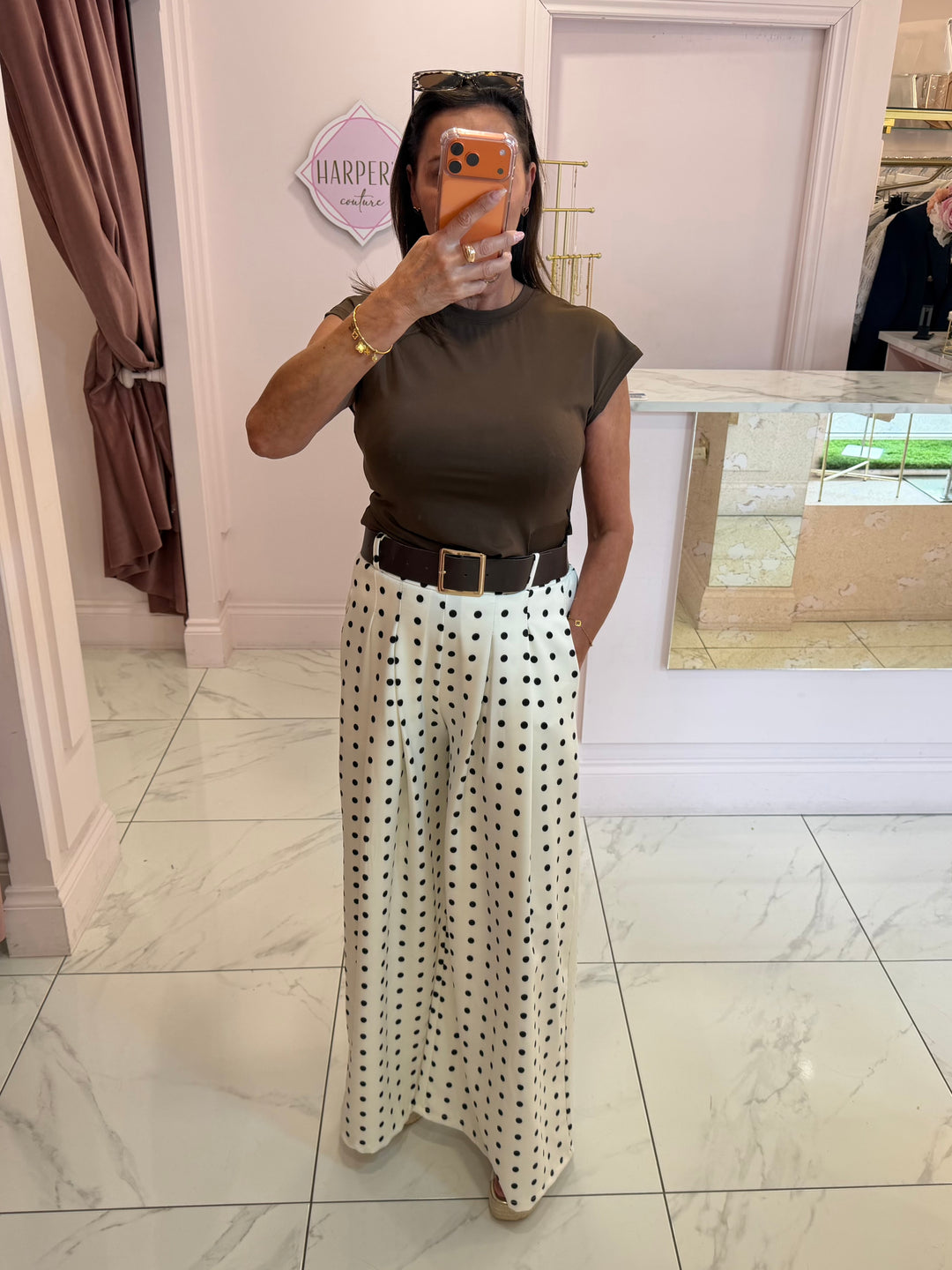 Petra Polka Dot Wide leg Belted Trouser