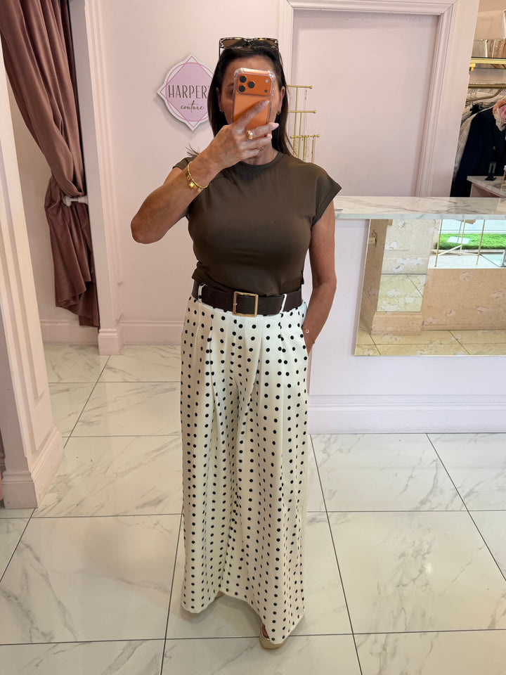Petra Polka Dot Wide leg Belted Trouser