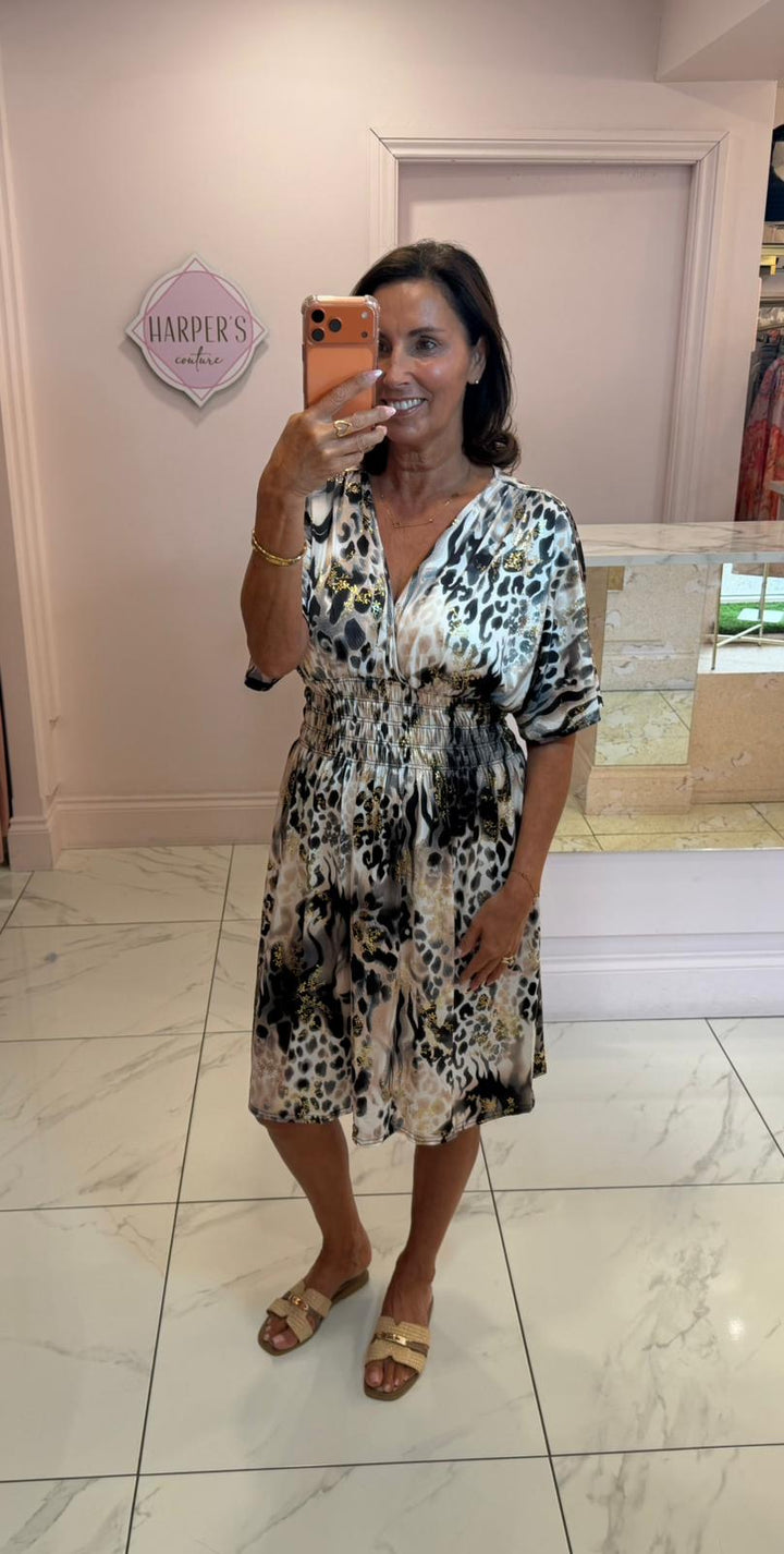 Celesta Animal Print Slinky Dress