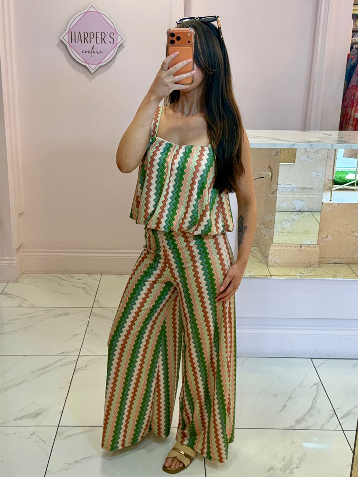 Leanne Zig Zag Top &amp; Trouser Co Ord Set