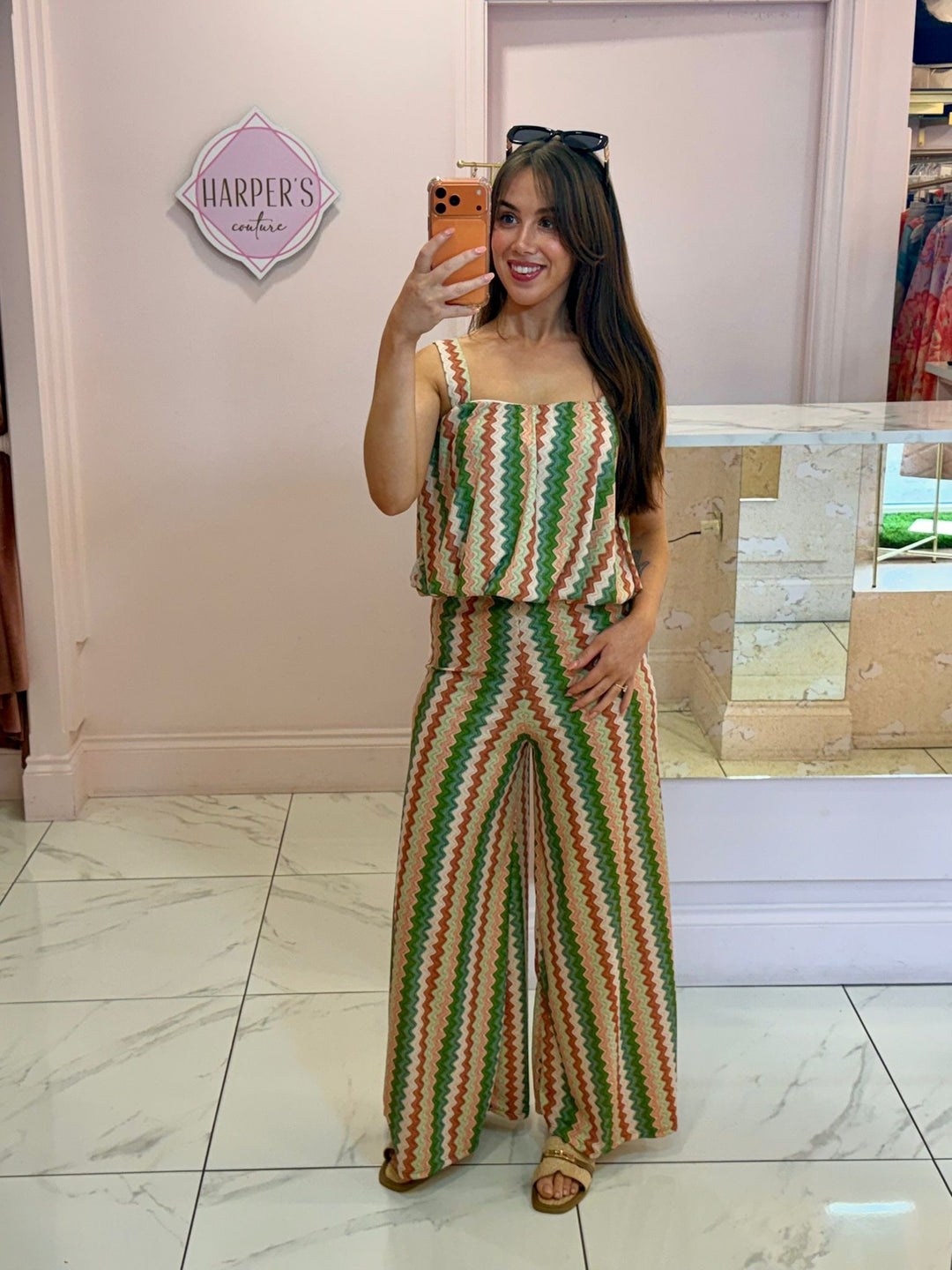 Leanne Zig Zag Top &amp; Trouser Co Ord Set
