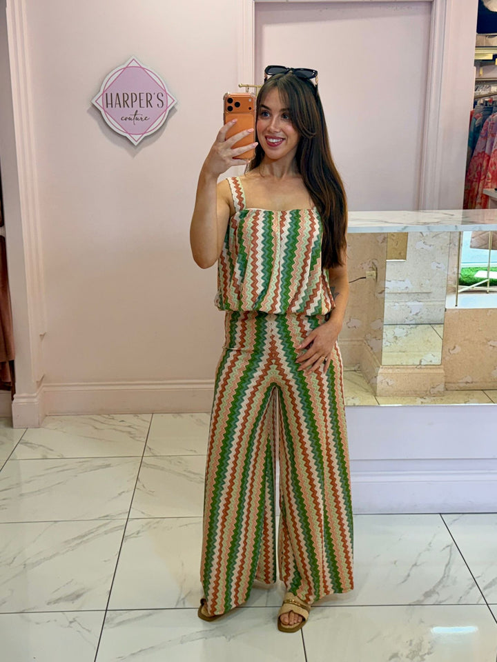 Leanne Zig Zag Top &amp; Trouser Co Ord Set