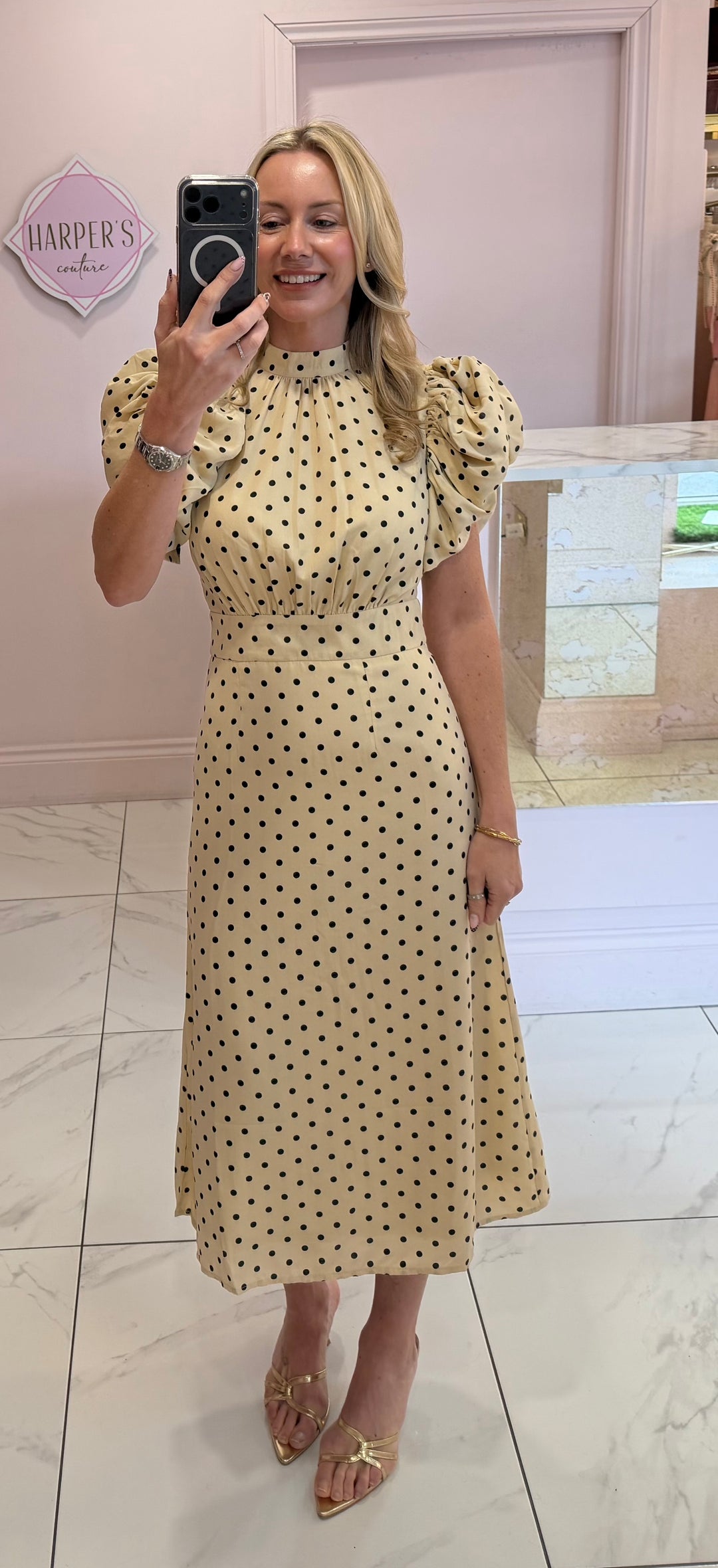 Daphne Polka Dot Midi Dress