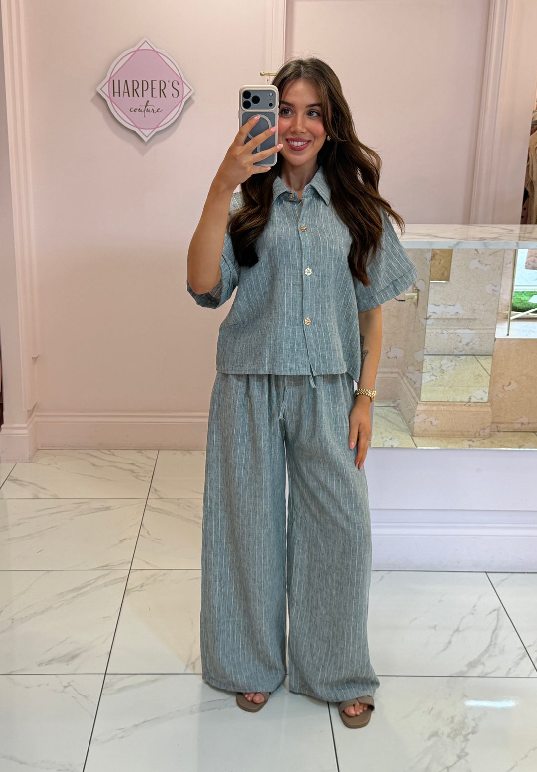 Heidi Striped Top &amp; Trouser Co Ord Set