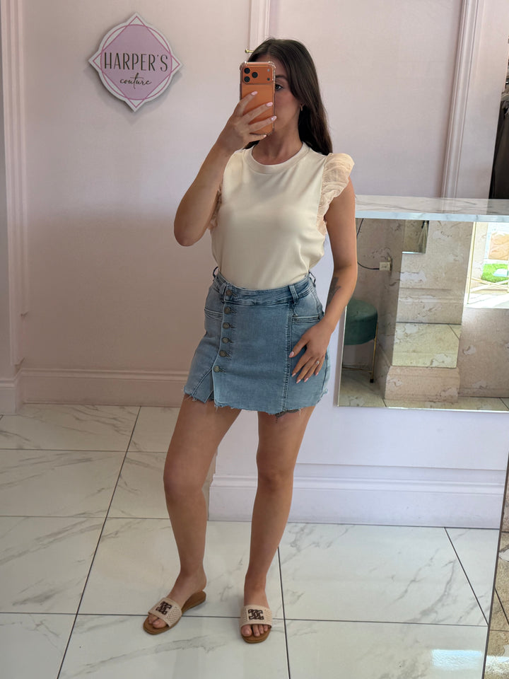 Skye Ruffle Detail Sleeve T-Shirt
