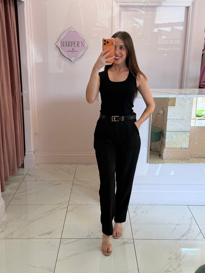 Izzy Tailored Tapered Leg Belted Trousers