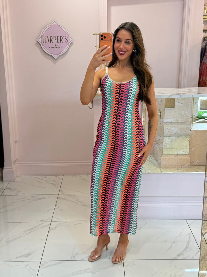 Lauren Zig Zag Wavy Cami Midi Dress