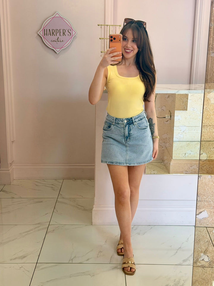 Dania High Waist Denim Skort