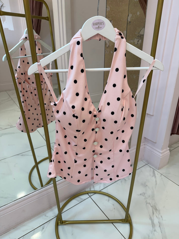 Ester Polka Dot Halterneck Top