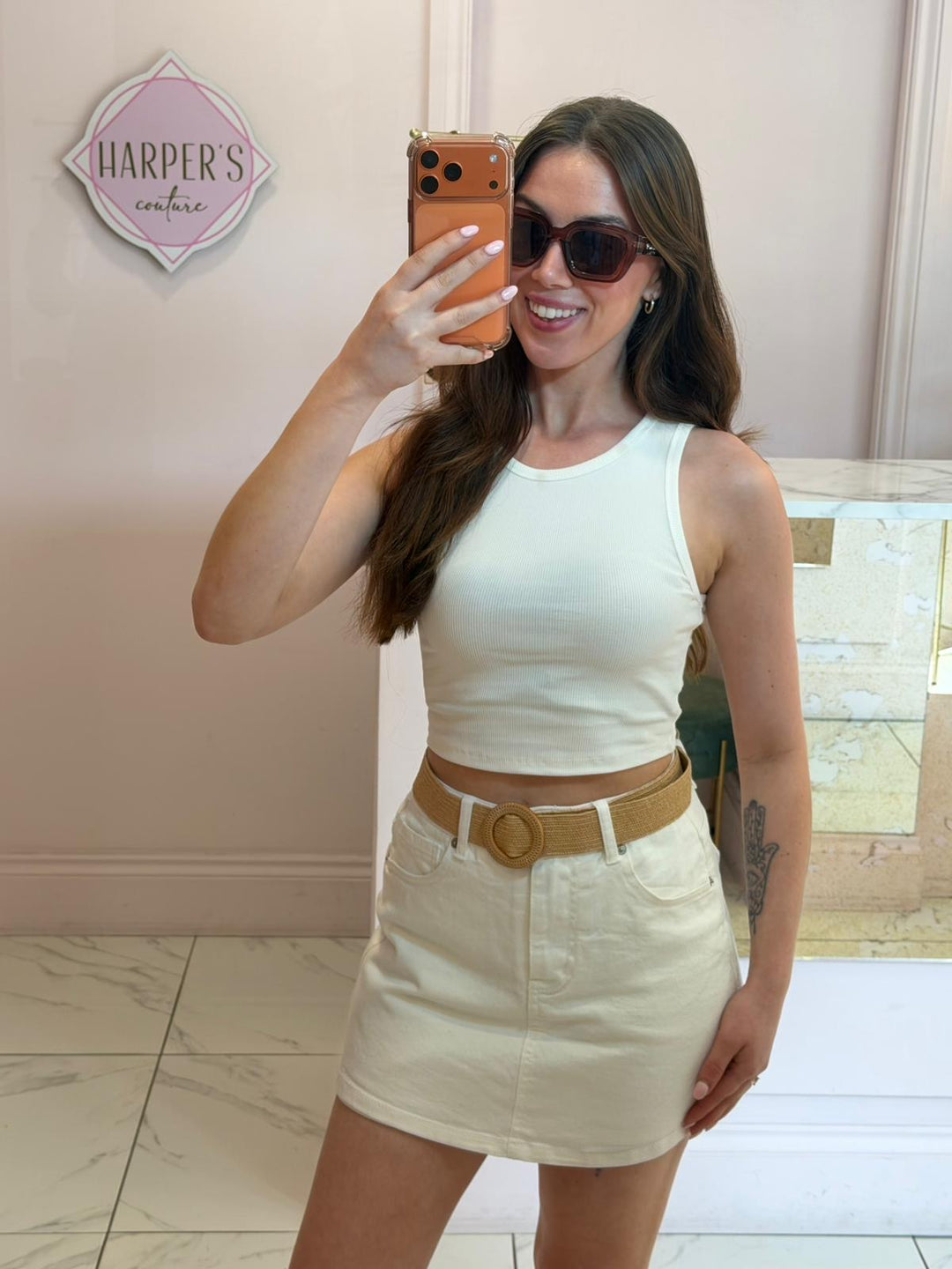 Bells Basic Cropped Ribbed Vest Top