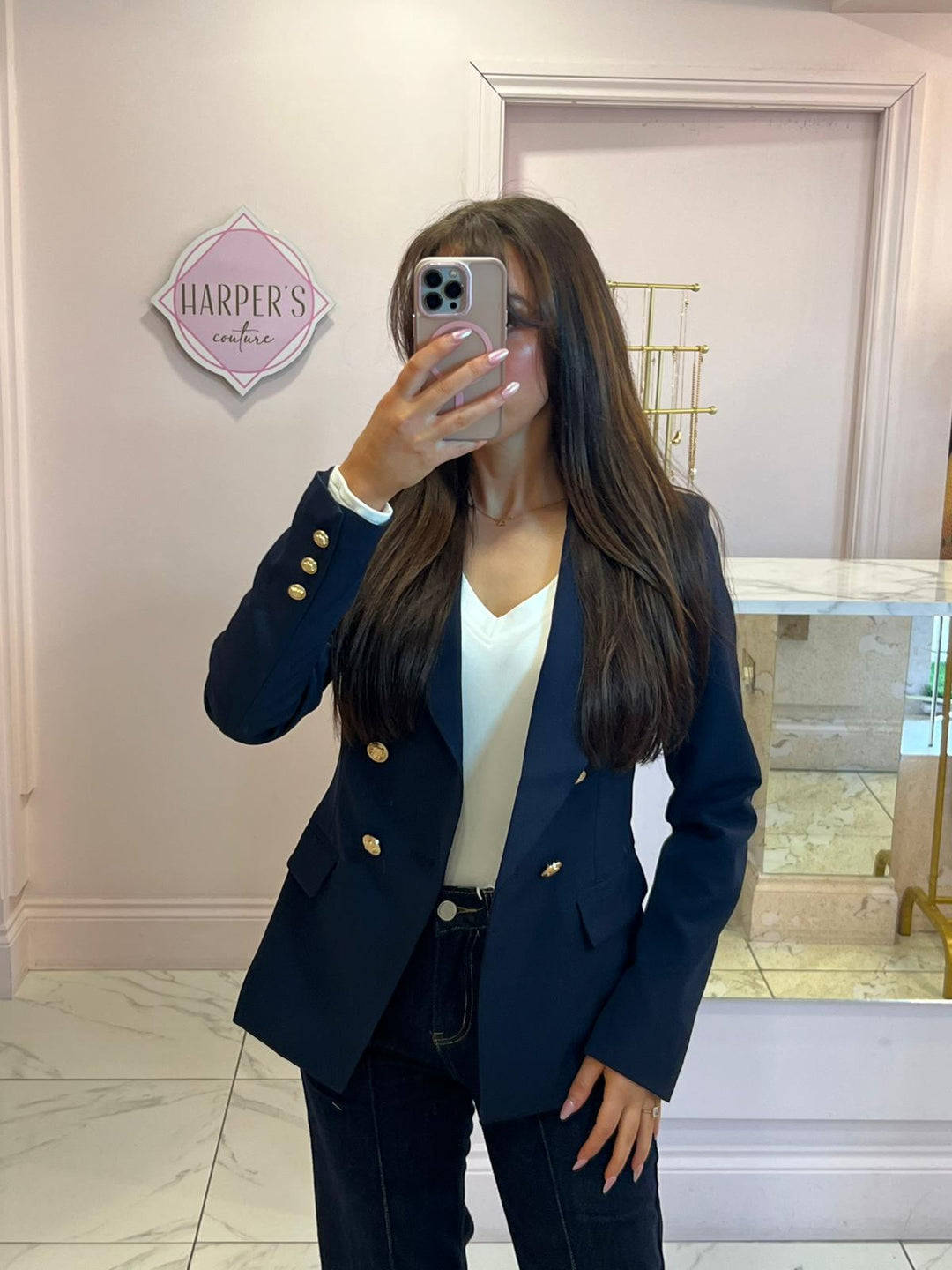 Alena Gold Button Inspired Blazer