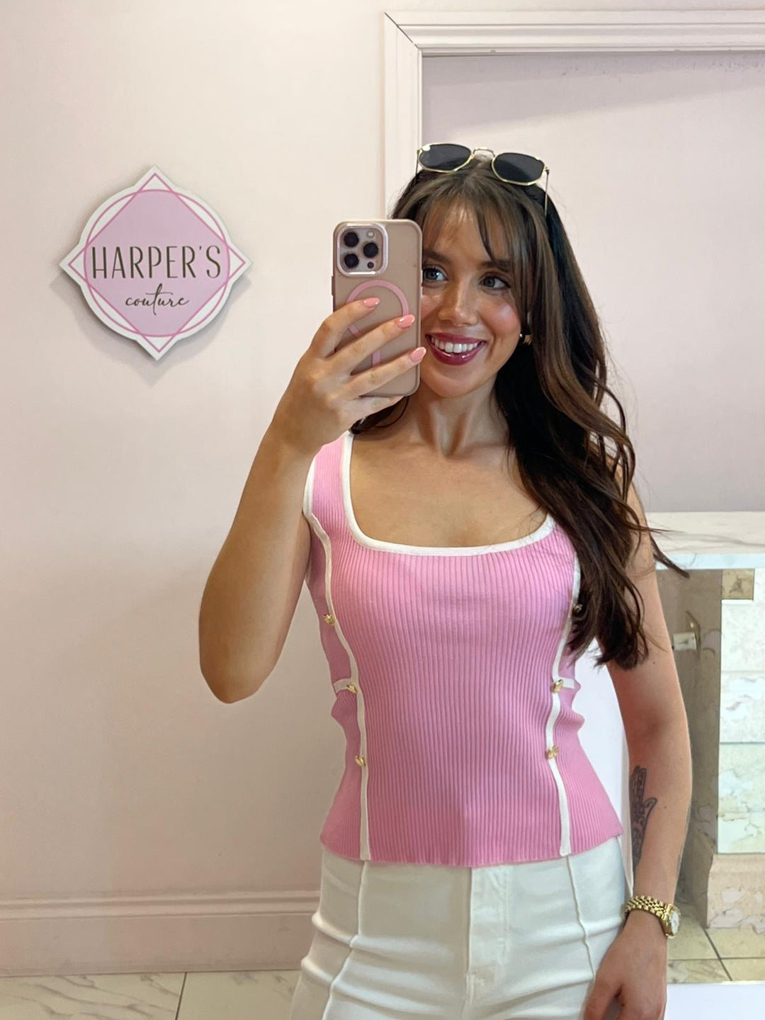 Betty Piped Edge Fine Knit Top