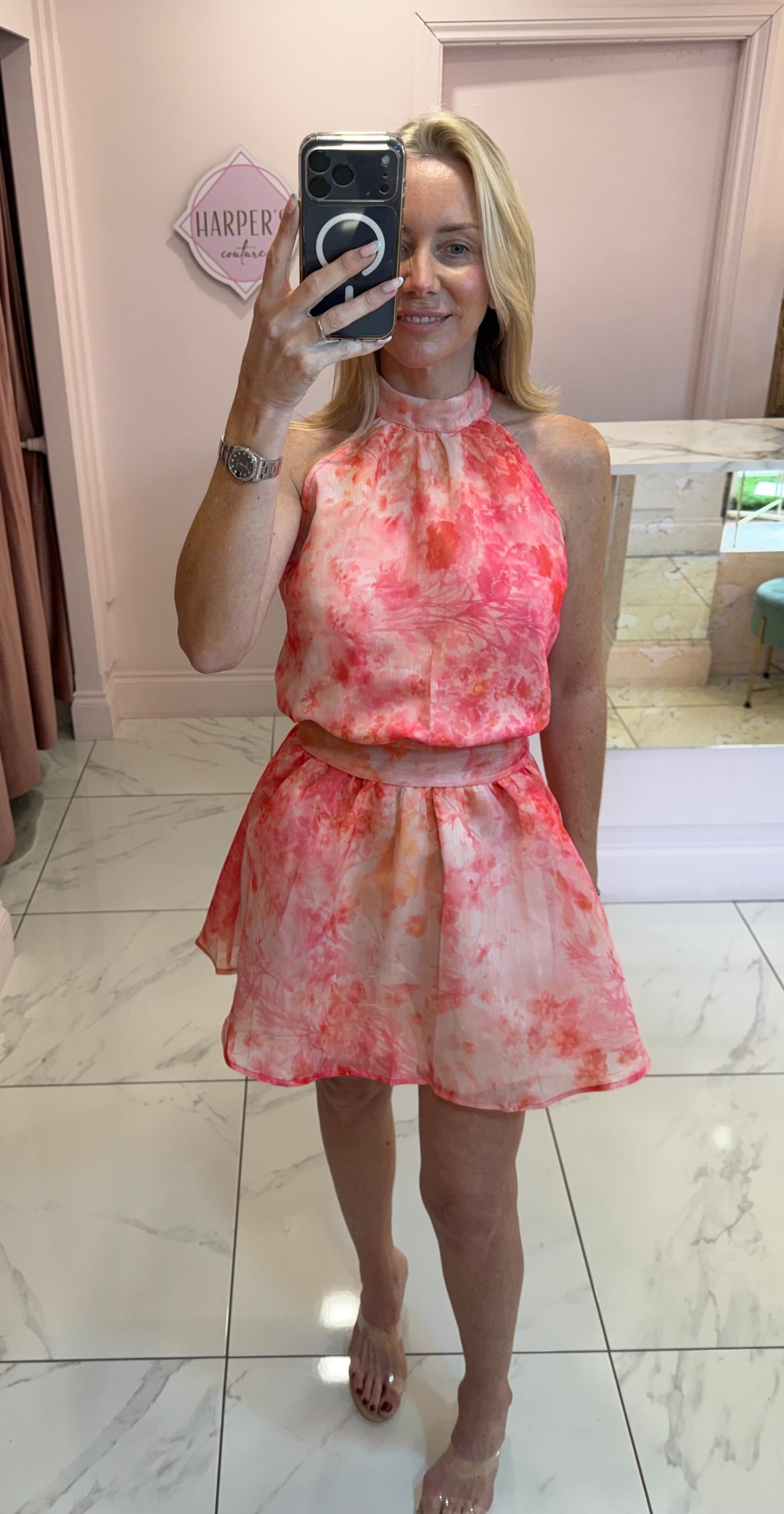 Luella Marble Print Summer Dress
