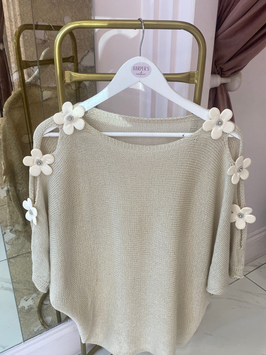 Jessica Fine Knit Flower Detail Top