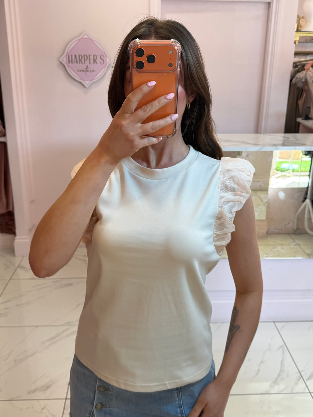 Skye Ruffle Detail Sleeve T-Shirt
