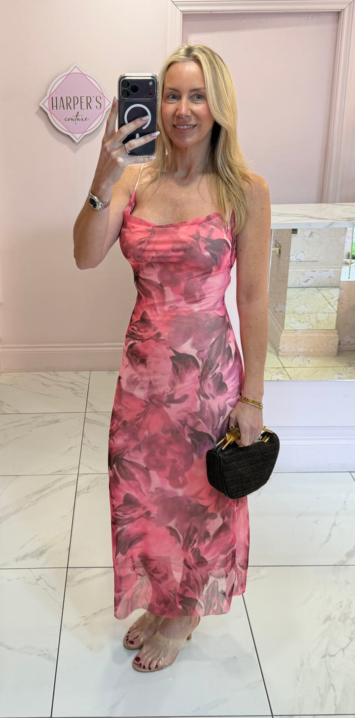Minnie Mesh Print Cami Midi Dress