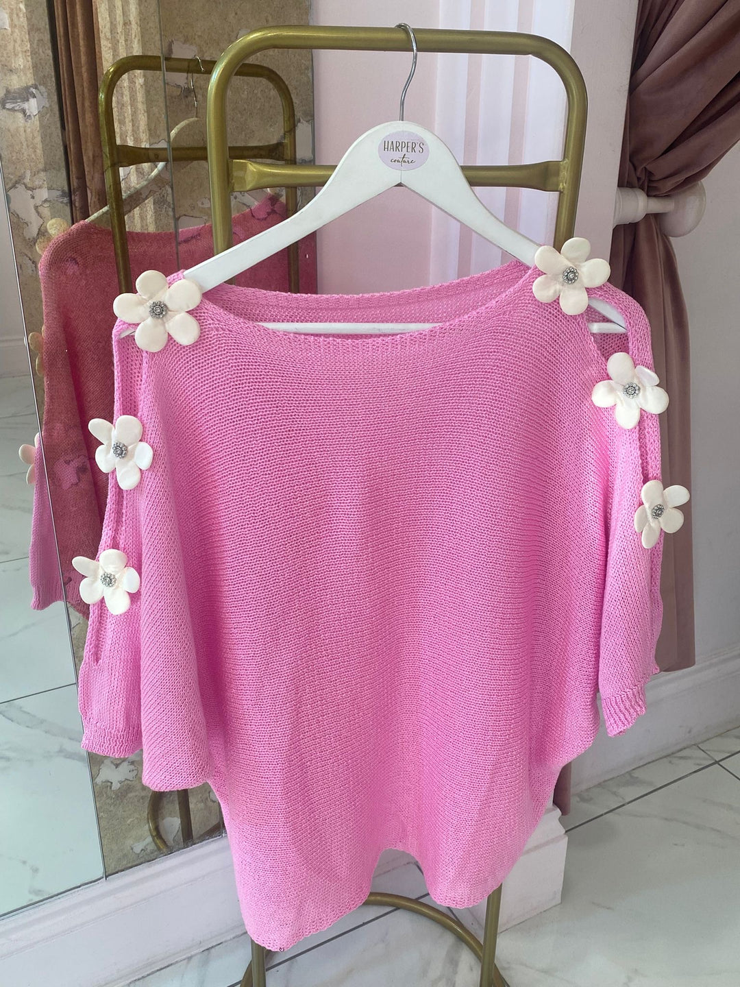 Jessica Fine Knit Flower Detail Top