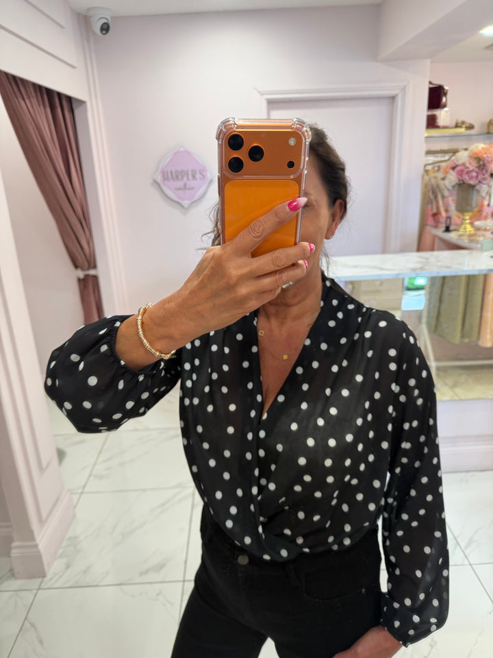 Selena Black Spotty Bodysuit