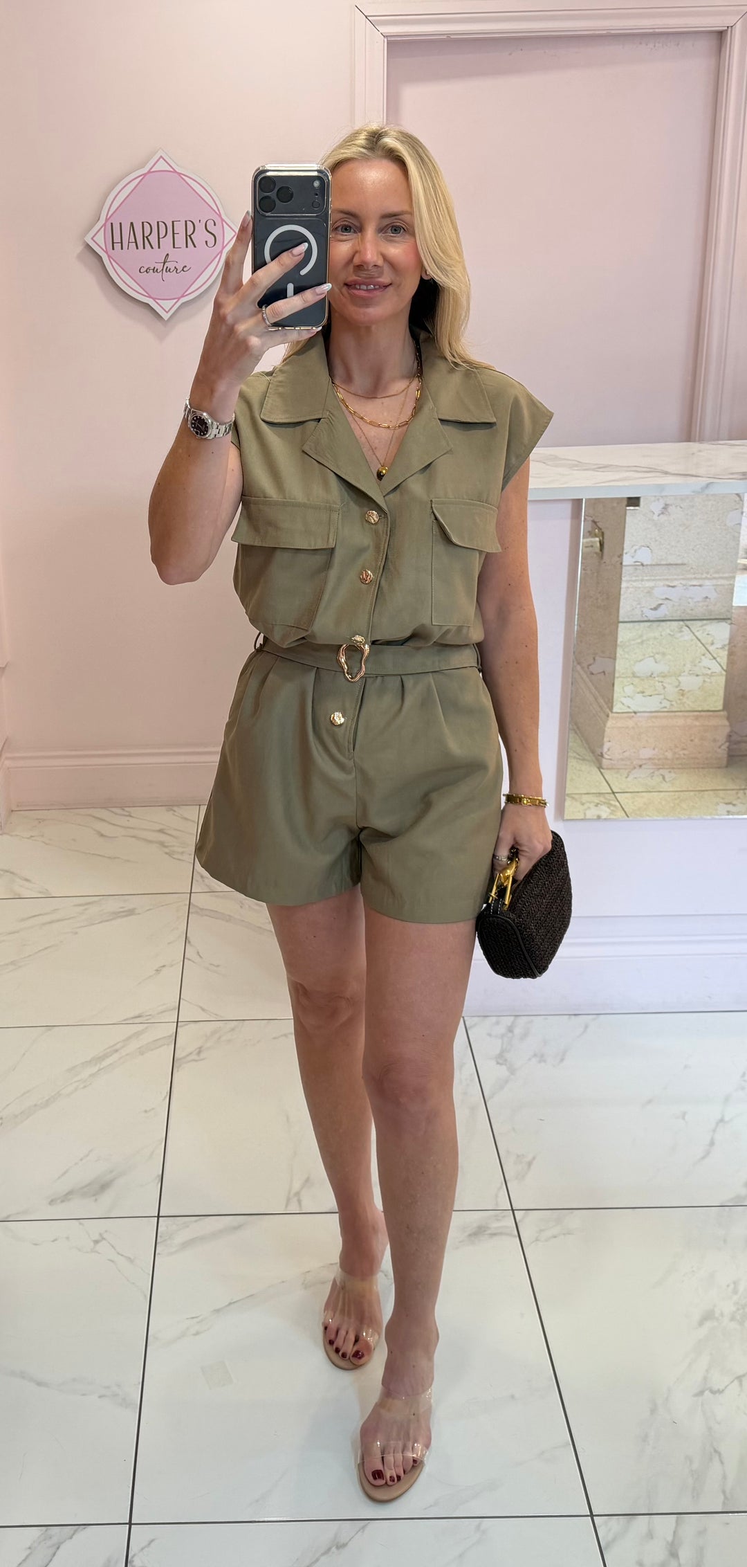 Codie Military Style Belted Playsuit