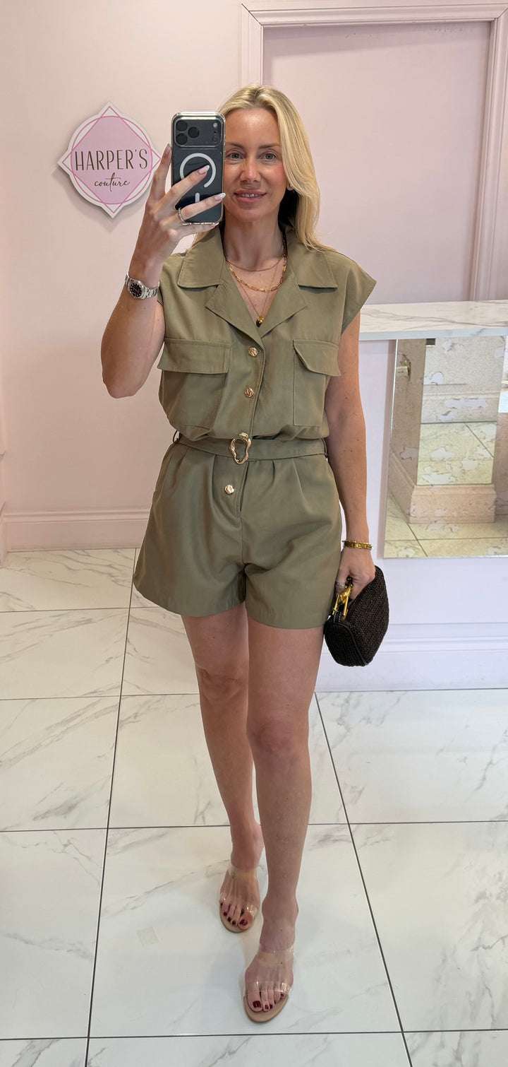 Codie Military Style Belted Playsuit