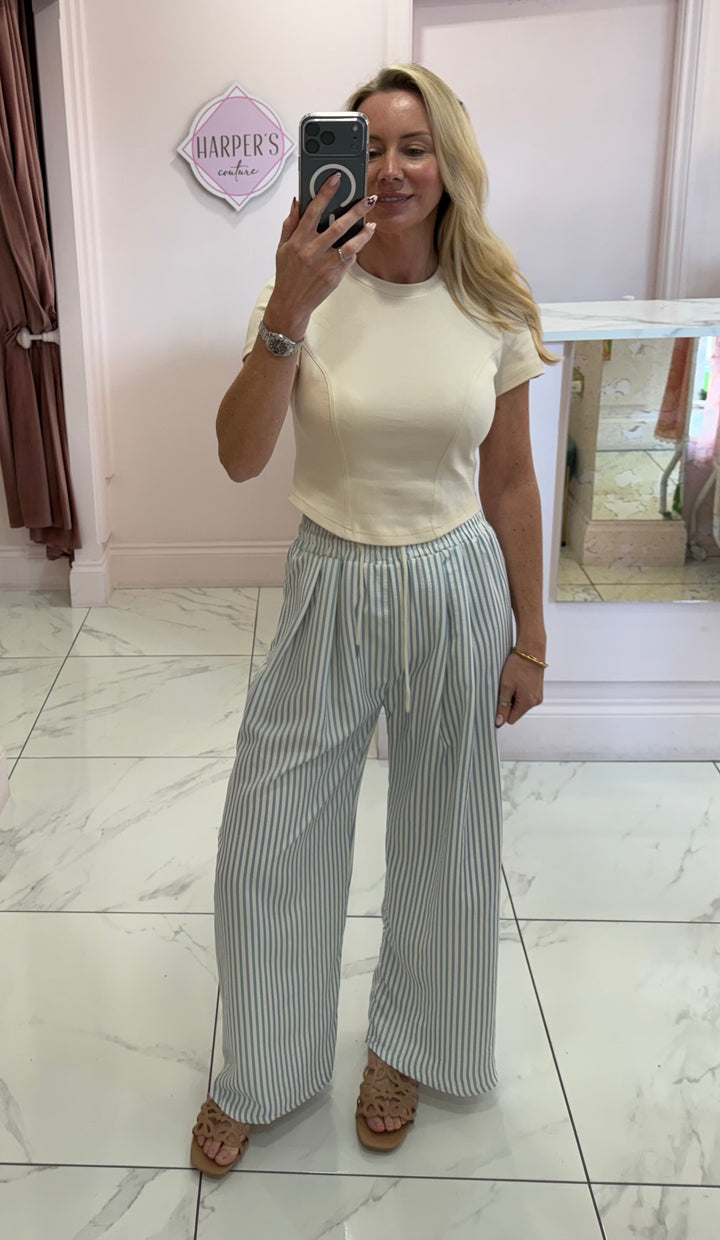 Lightweight stripe Textured Trousers