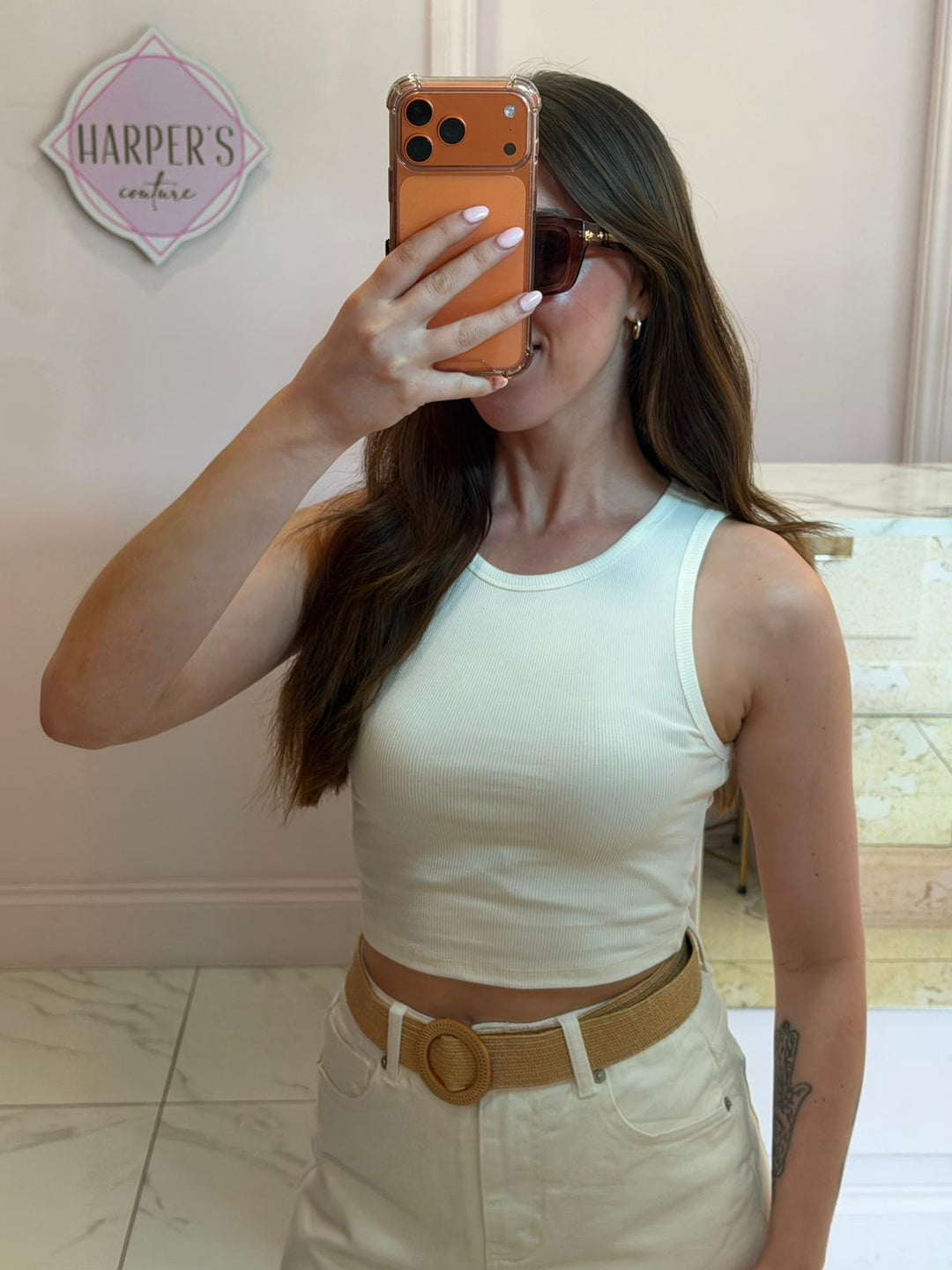 Bells Basic Cropped Ribbed Vest Top
