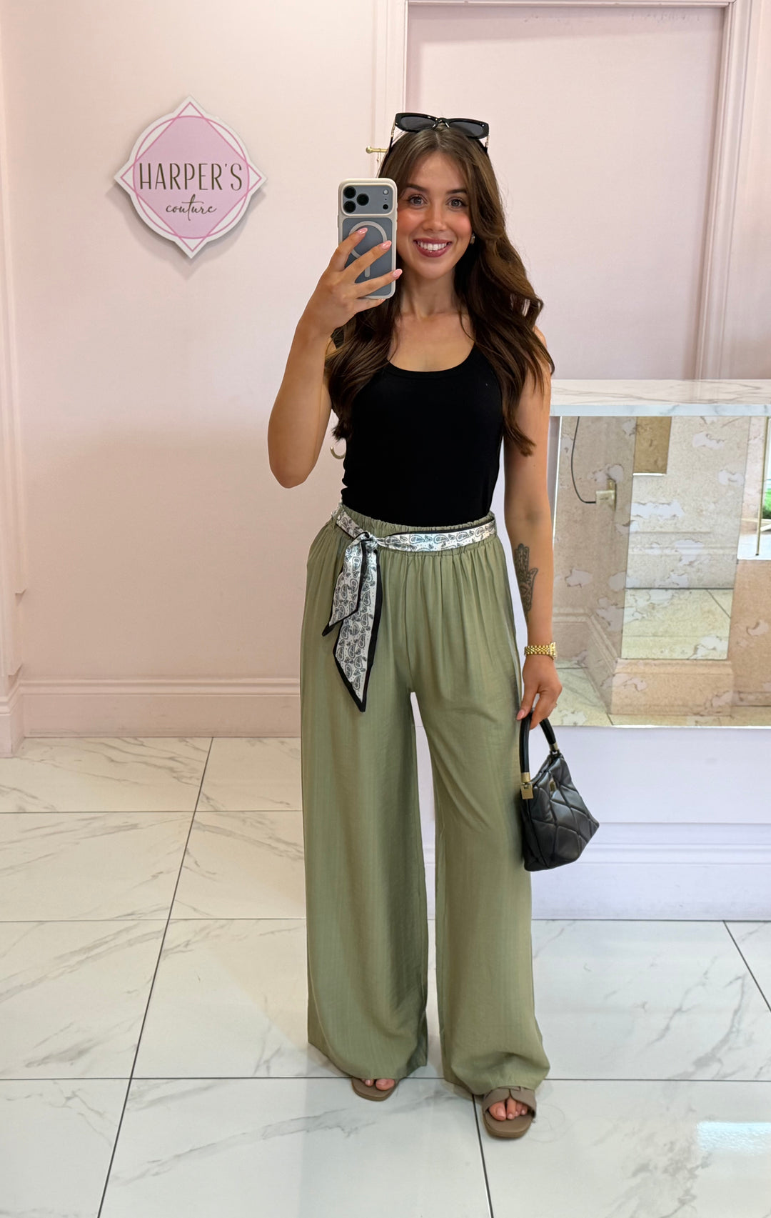 Tess Wide Leg Linen Feel Trousers