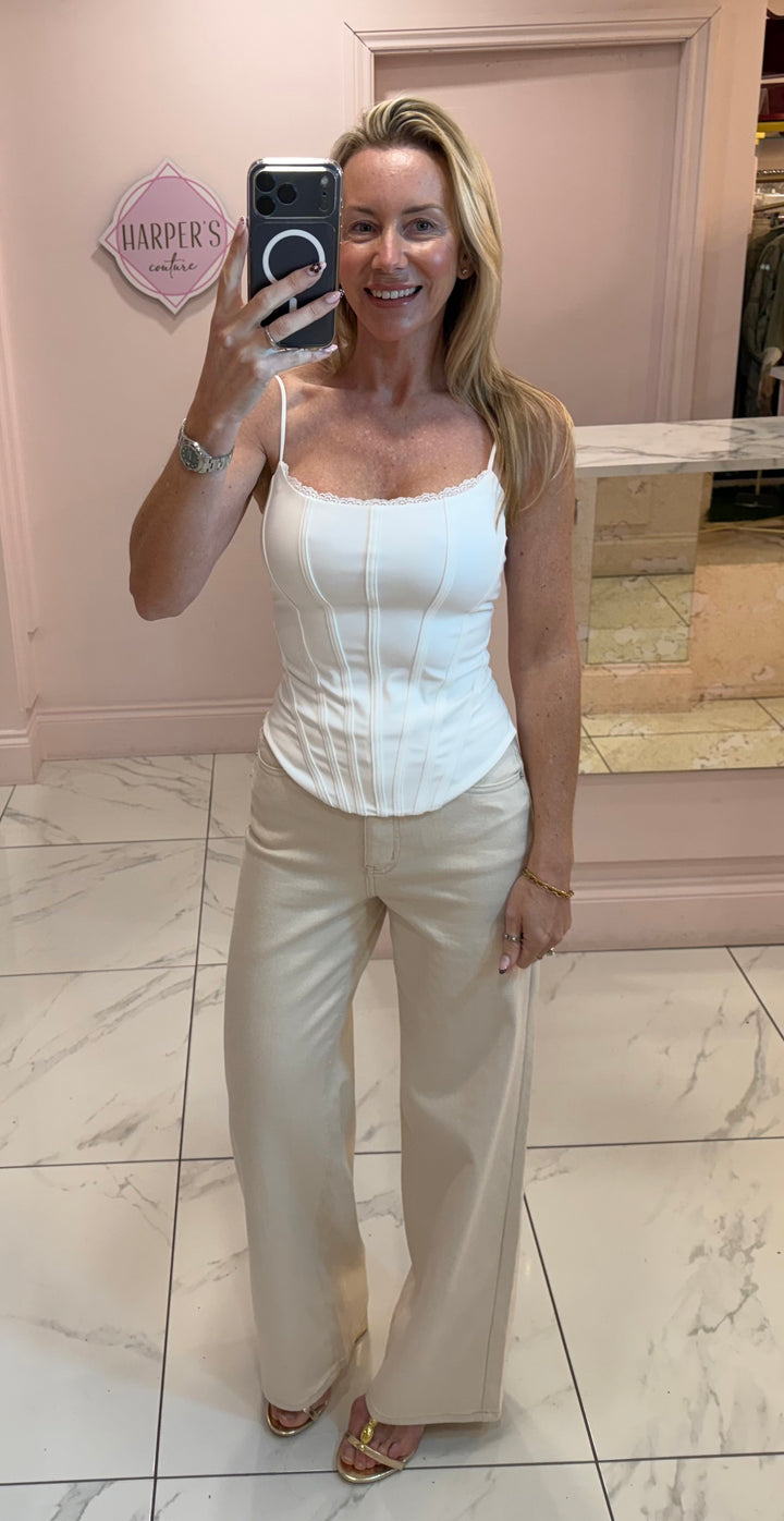 Martha Beige Dad Fit Stretch Jeans