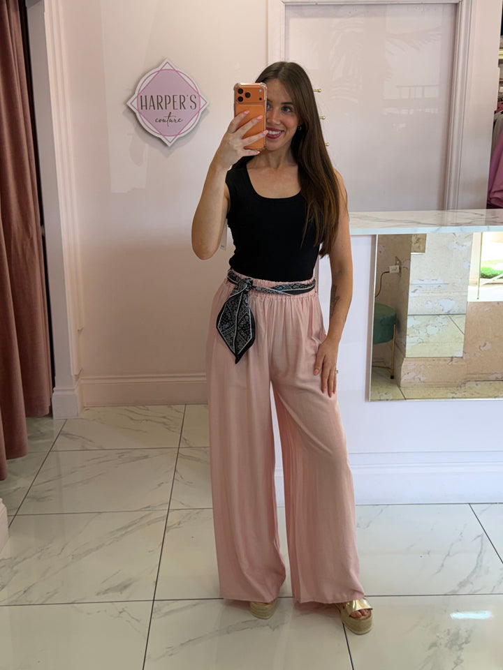 Tess Wide Leg Linen Feel Trousers