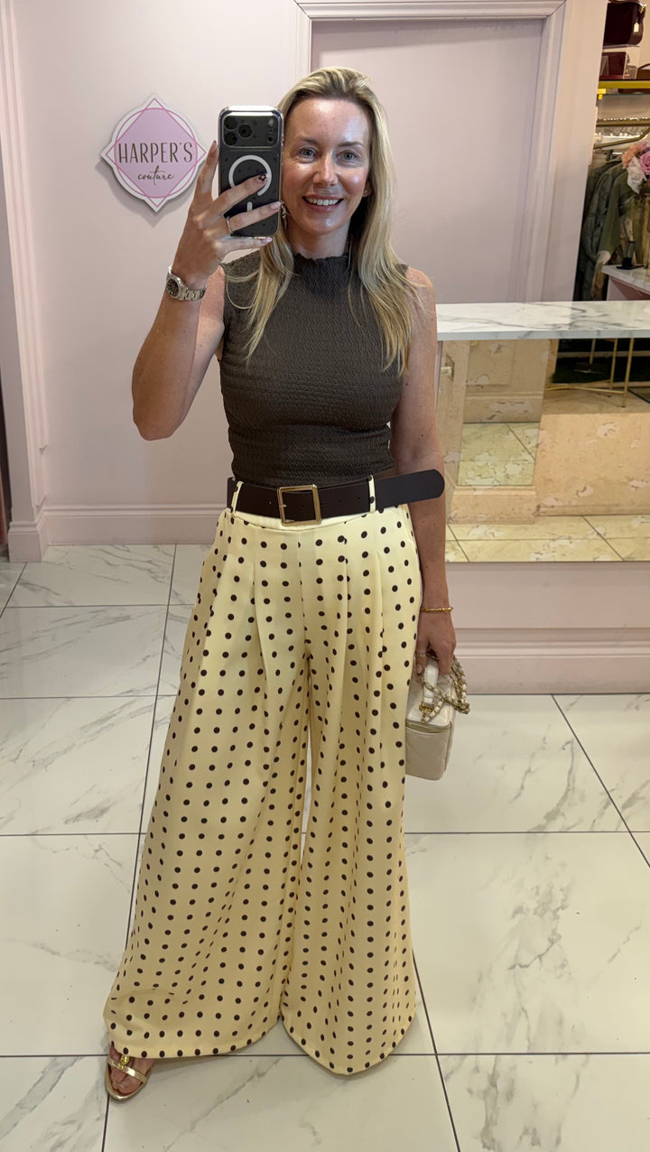 Petra Polka Dot Wide leg Belted Trouser