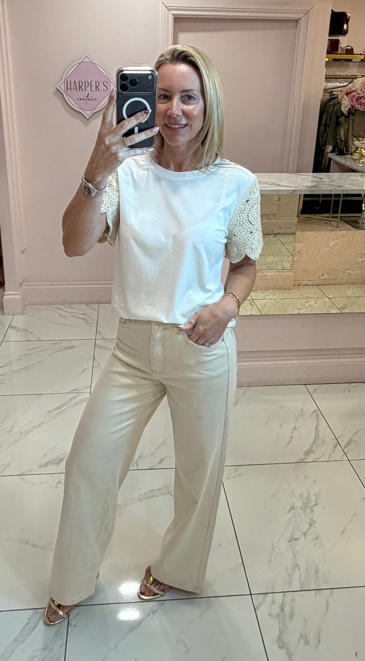 Martha Beige Dad Fit Stretch Jeans