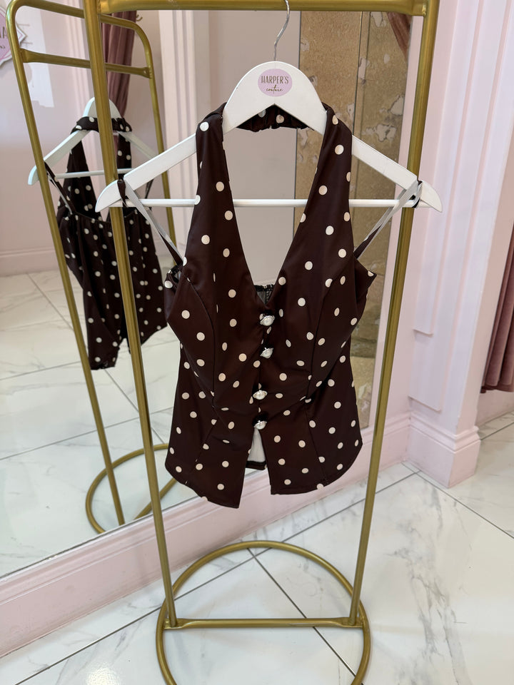 Ester Polka Dot Halterneck Top